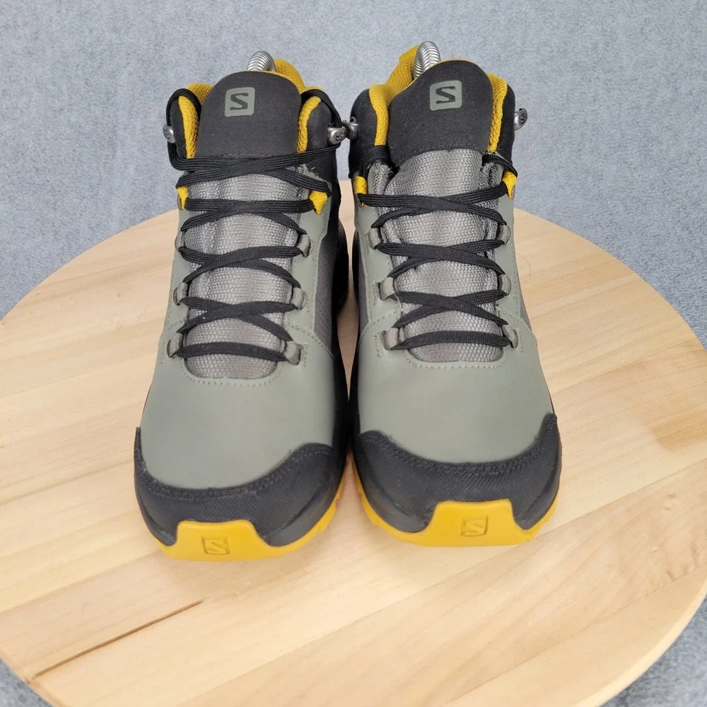 Salomon Outward CSWP Hiking Boots Kids 4 Gray Black Yellow Waterproof